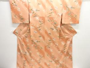 扇に花模様小紋着物